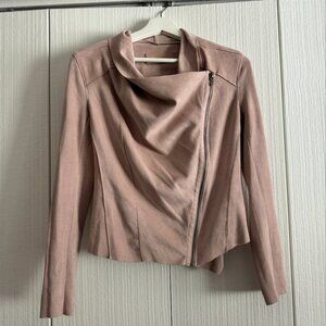 BLANK NYC Faux Suede Asymmetrical Zip Moto Jacket | Light Pink | Size XS (women)